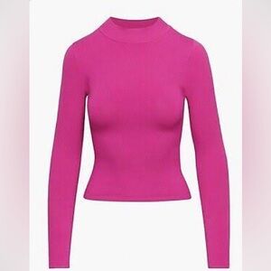 Aritizia Babaton Deep Red/Fuchsia Mockneck Long Sleeve Top